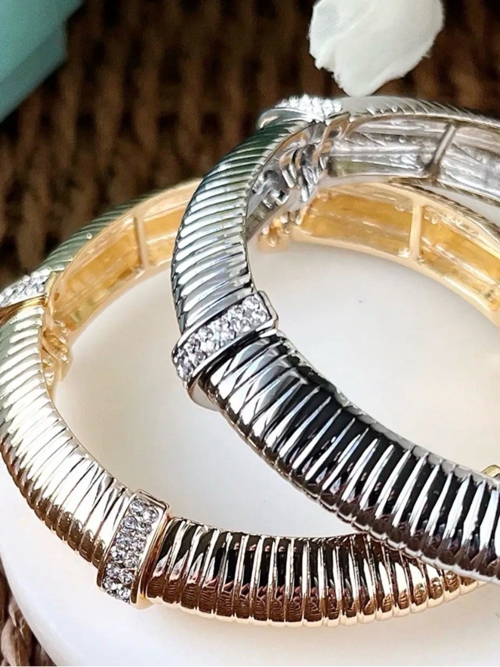 Park Lane “Tanner” Gold Bangle Bracelet | Crystal Accents | Stretch to Fit